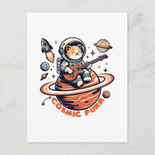 Cosmic Purr - Astro Guitarist Cat Enclosure Card