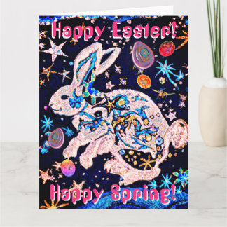 Cosmic Rabbit in the Sky with Stars & Eggs Card