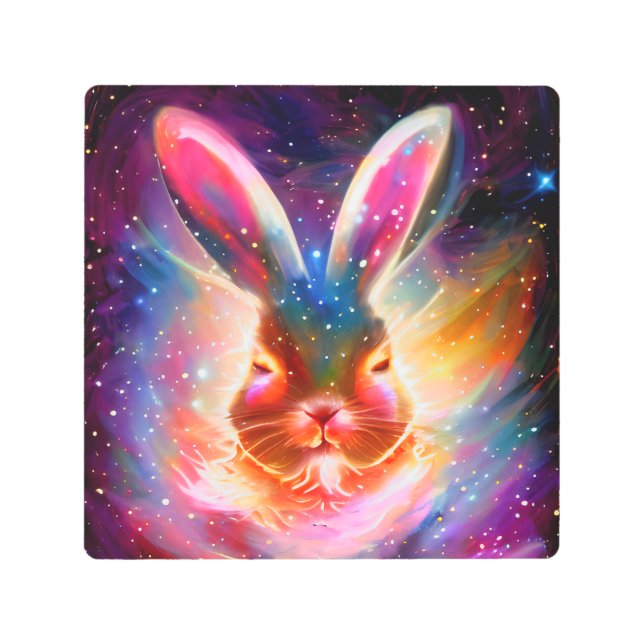 Cosmic Rabbit Metal Print (Front)