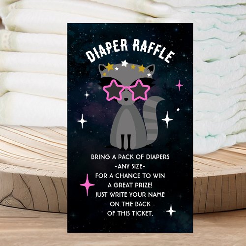 Cosmic Raccoon Baby Shower Diaper Raffle Ticket Enclosure Card