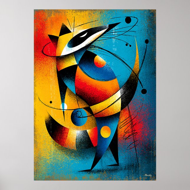 Cosmic Raccoon – Modern Abstract Geometric Wall Ar Poster (Front)