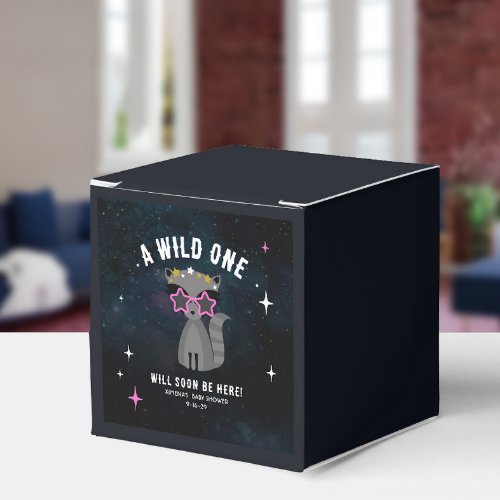 Cosmic Raccoon Wild One Pink Girl Baby Shower Favor Boxes
