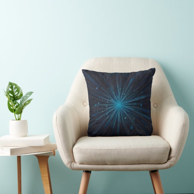 Cosmic Radiance Blue Starburst Throw Pillow (Chair)