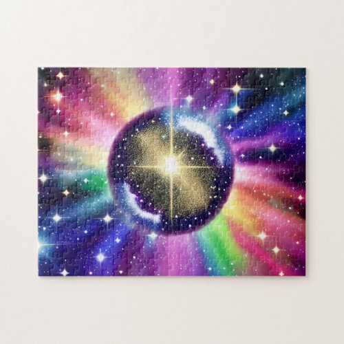 Cosmic Rainbow Around Disco Shiny Planet Ball Jigsaw Puzzle