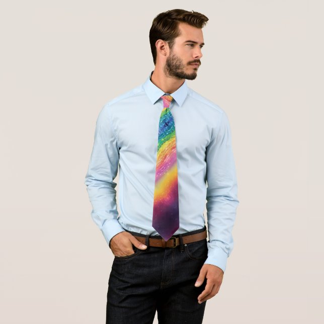 Cosmic Rainbow Energy Nonbinary LGBTQ+ Pride Neck Tie (In Situ)
