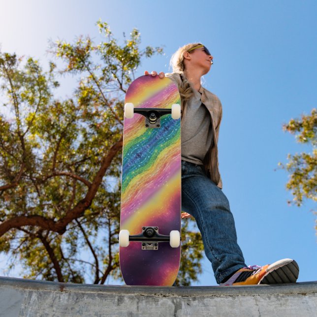 Cosmic Rainbow Energy Nonbinary LGBTQ+ Pride Skateboard (Outdoor 1)