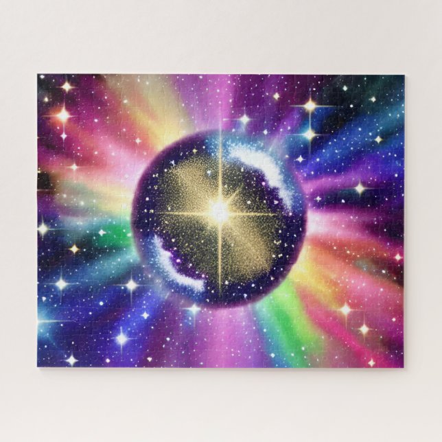 Cosmic Rainbow Galaxy Shiny Planet Ball Jigsaw Puzzle (Horizontal)