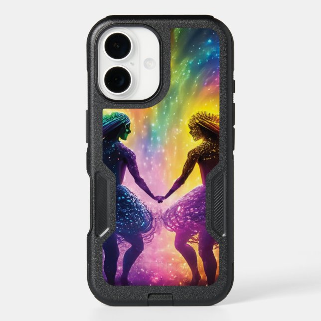 Cosmic Rainbow Lovers Nebula Space Dream Couple Otterbox iPhone Case (Back)
