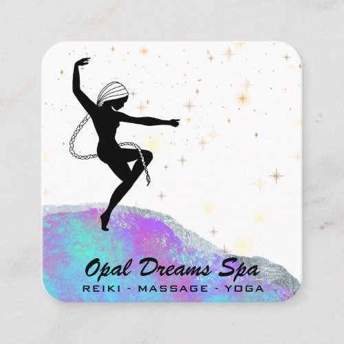  Cosmic Rainbow Opal Goddess Celestial Magic Square Business Card