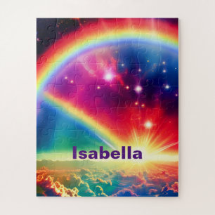 Cosmic Rainbow Over Mystical Indigo Clouds Scene Jigsaw Puzzle