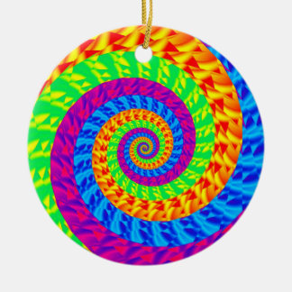 Cosmic Rainbow Spiral Ceramic Ornament