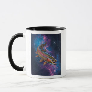 Cosmic Rainbow Trout Swimming in Galaxy Nebula Mug