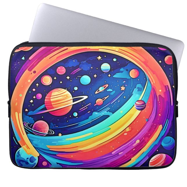 Cosmic Rainbow Vortex Laptop Sleeve (Front)