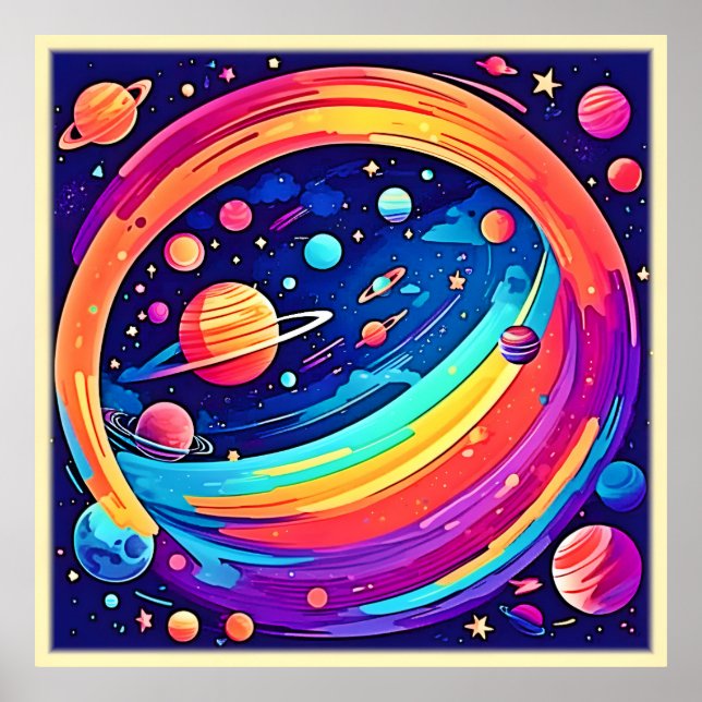 Cosmic Rainbow Vortex Poster (Front)