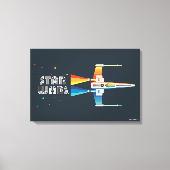 Cosmic Rainbow X-Wing Starfighter Canvas Print (Front)