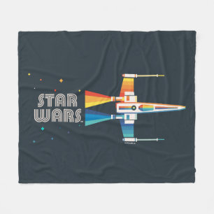 Cosmic Rainbow X-Wing Starfighter Fleece Blanket