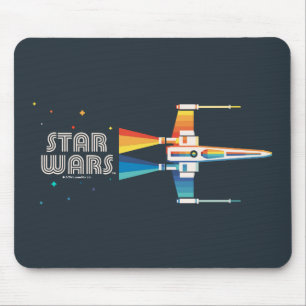 Cosmic Rainbow X-Wing Starfighter Mouse Pad