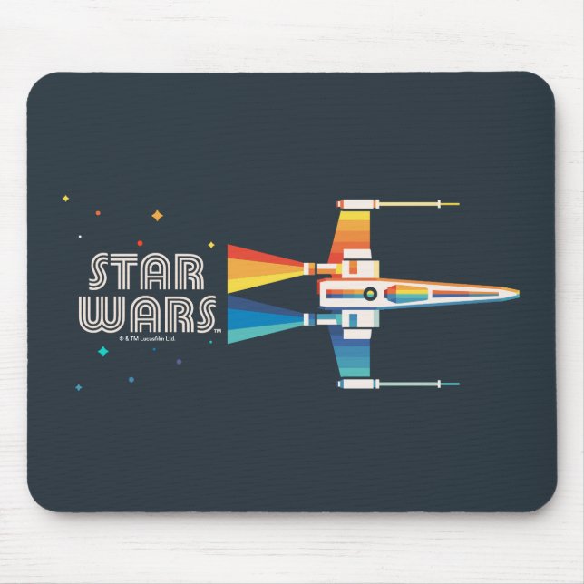 Cosmic Rainbow X-Wing Starfighter Mouse Pad (Front)