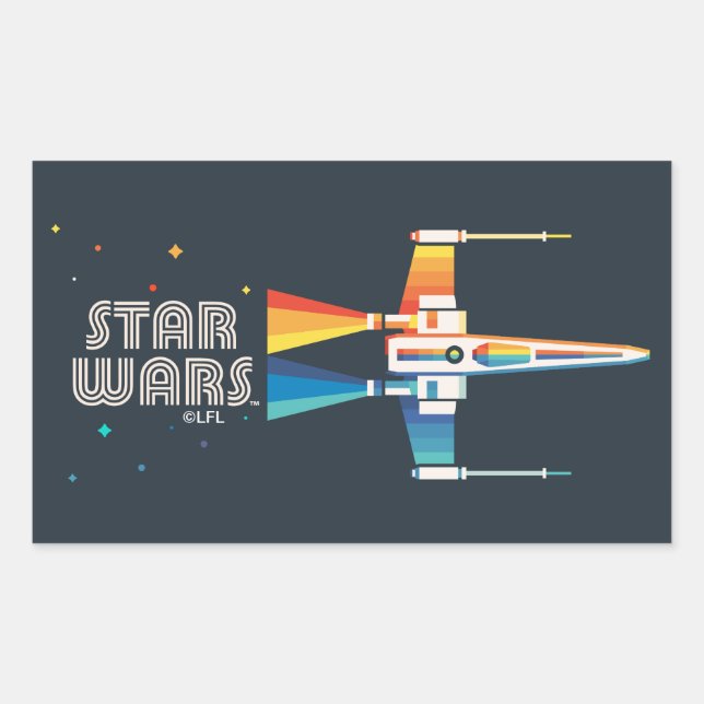 Cosmic Rainbow X-Wing Starfighter Rectangular Sticker (Front)