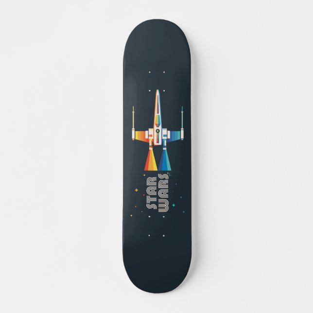 Cosmic Rainbow X-Wing Starfighter Skateboard (Front)