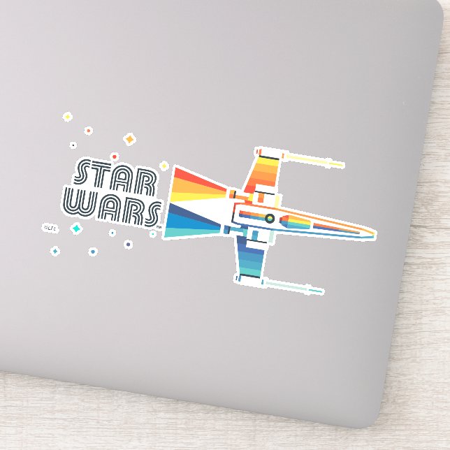 Cosmic Rainbow X-Wing Starfighter Sticker (Detail)