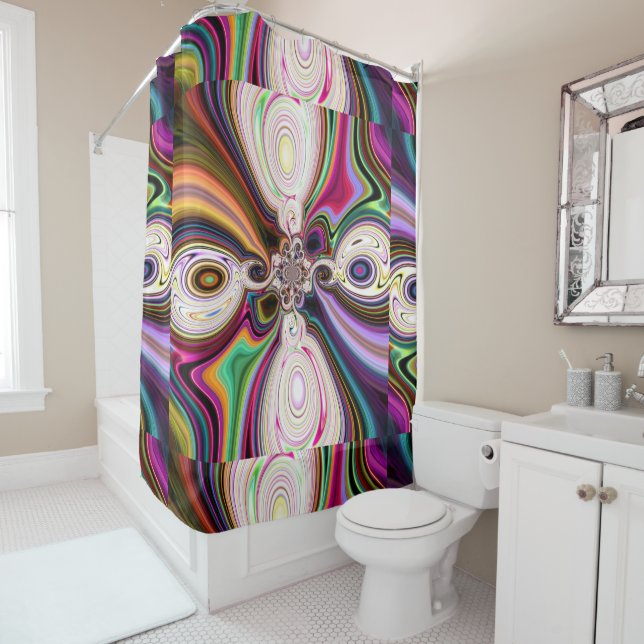 Cosmic Rays Polar 5 Swirl Shower Curtain (In Situ)