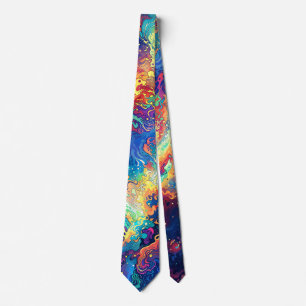 Cosmic Reaction - Vibrant and Colorful Abstract Neck Tie
