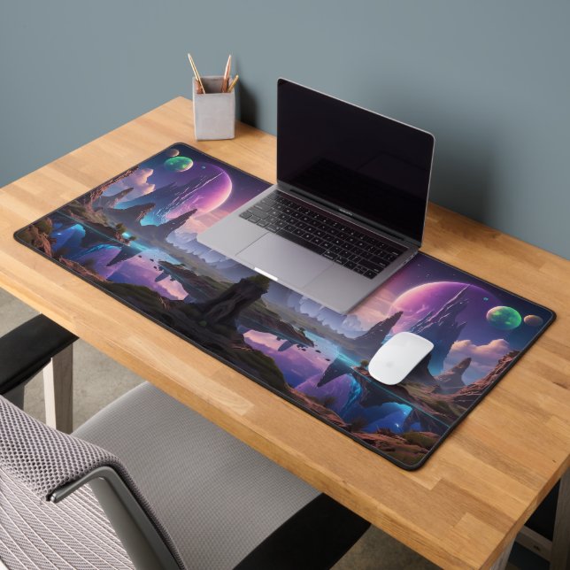 Cosmic Realms: Alien Worlds in Motion Desk Mat (Office 2)