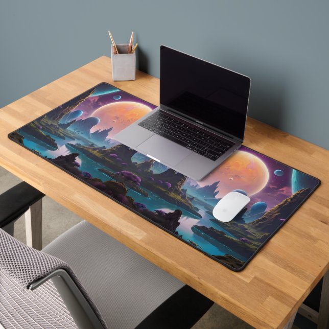 Cosmic Realms: Alien Worlds in Motion Desk Mat (Office 2)