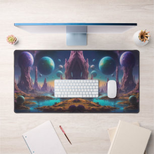 Cosmic Realms: Alien Worlds in Motion Desk Mat