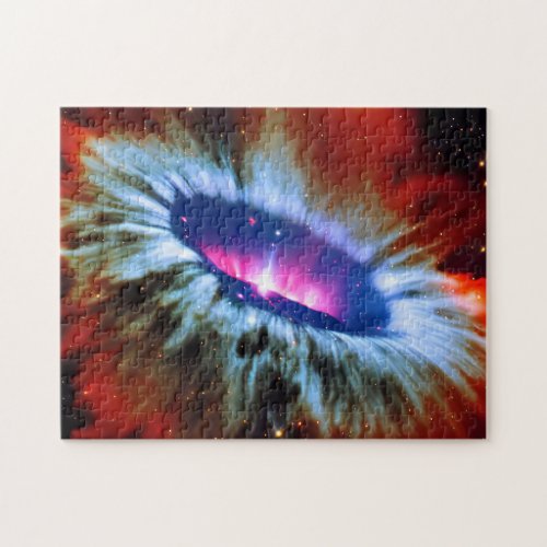 Cosmic Red Black Hole Exploding in Fun Outer Space Jigsaw Puzzle