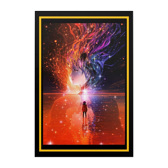 Cosmic Reflection – Surreal Anime-Inspired Acrylic Acrylic Print (Front)