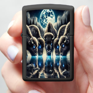 Cosmic Reflections: Buffalo at Night Zippo Lighter