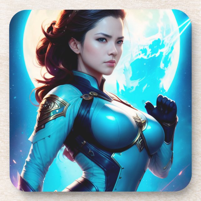 Cosmic Retro 50's Sci-Fi Nova Space Ranger Beverage Coaster (Front)