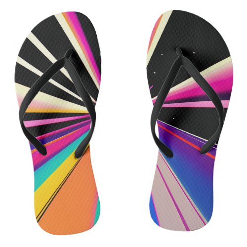 Cosmic retro colourfull futuristic pattern flip flops