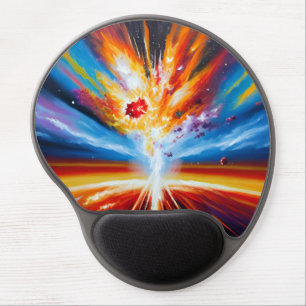 Cosmic retro planets zooming through indigo galaxy gel mouse pad