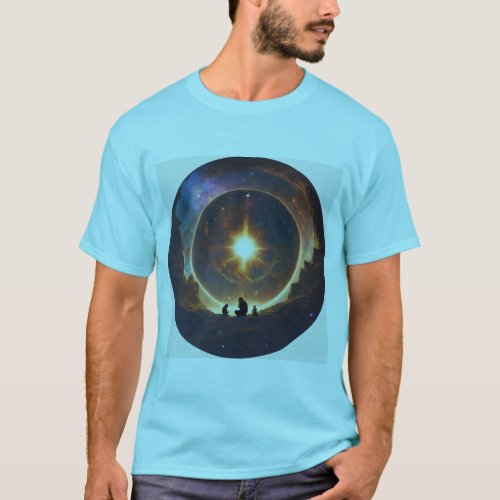 Cosmic Reverence Apes Praying to Human God T_Shirt