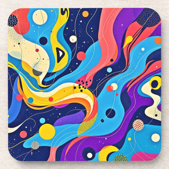 Cosmic Rhythm Art Beverage Coaster (Front)