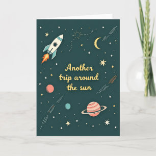 Cosmic Rocket Birthday Card