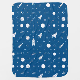 🚀✨ Cosmic Rockets Nursery Decor 🌌💙 Baby Blanket
