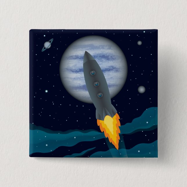 Cosmic Rocketship Scene Button (Front)