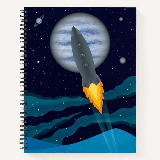 Cosmic Rocketship Scene Notebook (Front)