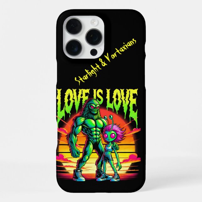 Cosmic Romance Between Alien Figures Iphone Case (Back)