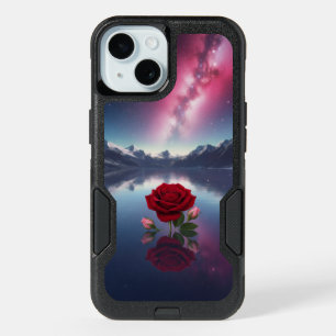 Cosmic Rose: Galaxy Reflection on Serene Lake iPhone 15 Case