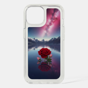 Cosmic Rose: Galaxy Reflection on Serene Lake iPhone 15 Case