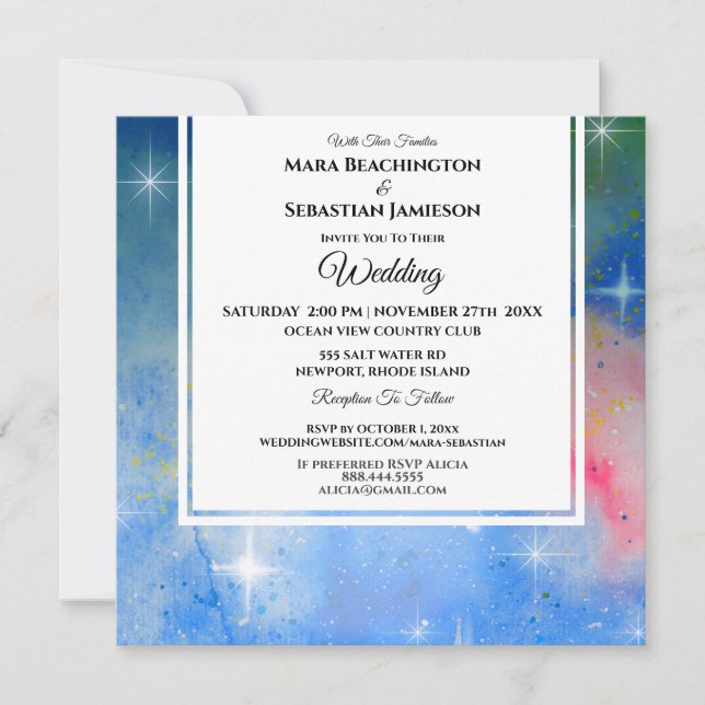 *~* Cosmic RSVP Website Nebula Celestial Wedding Invitation (Front)