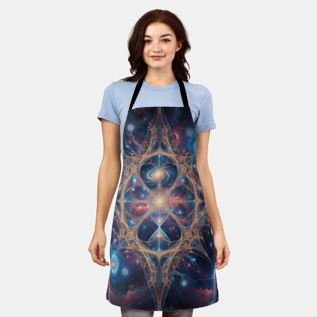 Cosmic Sacred Geometry Galaxy Mandala Art Apron (Worn)