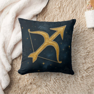 Cosmic Sagittarius Zodiac Shimmering Gold Archer Throw Pillow