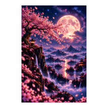 Cosmic Sakura: Moonlit Blossoms Fantasy Space Art