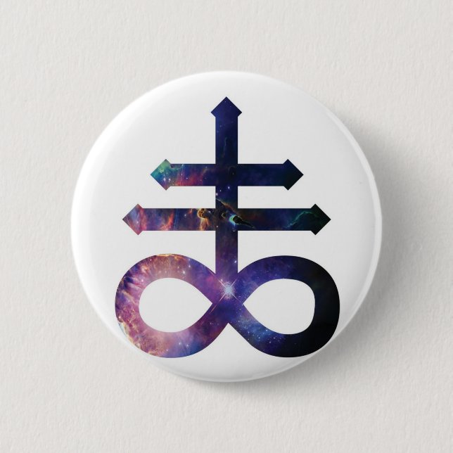 Cosmic Satanic Cross Pinback Button (Front)